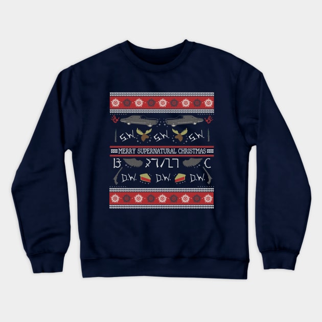 Merry Supernatural Christmas Crewneck Sweatshirt by SuperSamWallace